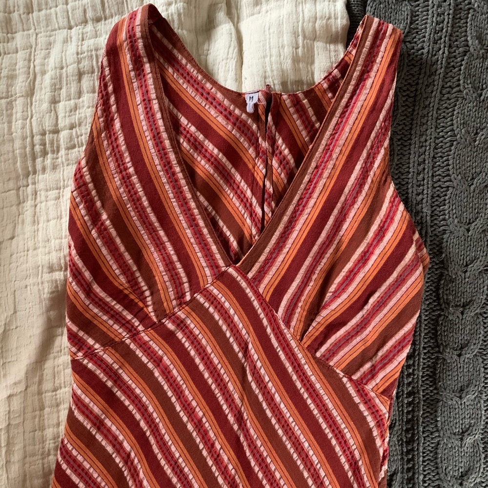 90s warm toned striped mini dress!